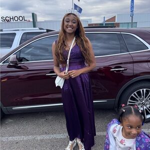 SHEIN Purple Halter Sundress for Prom